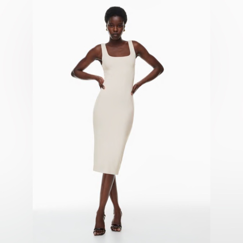 Aritizia White Babaton Contour Squareneck Midi Dress